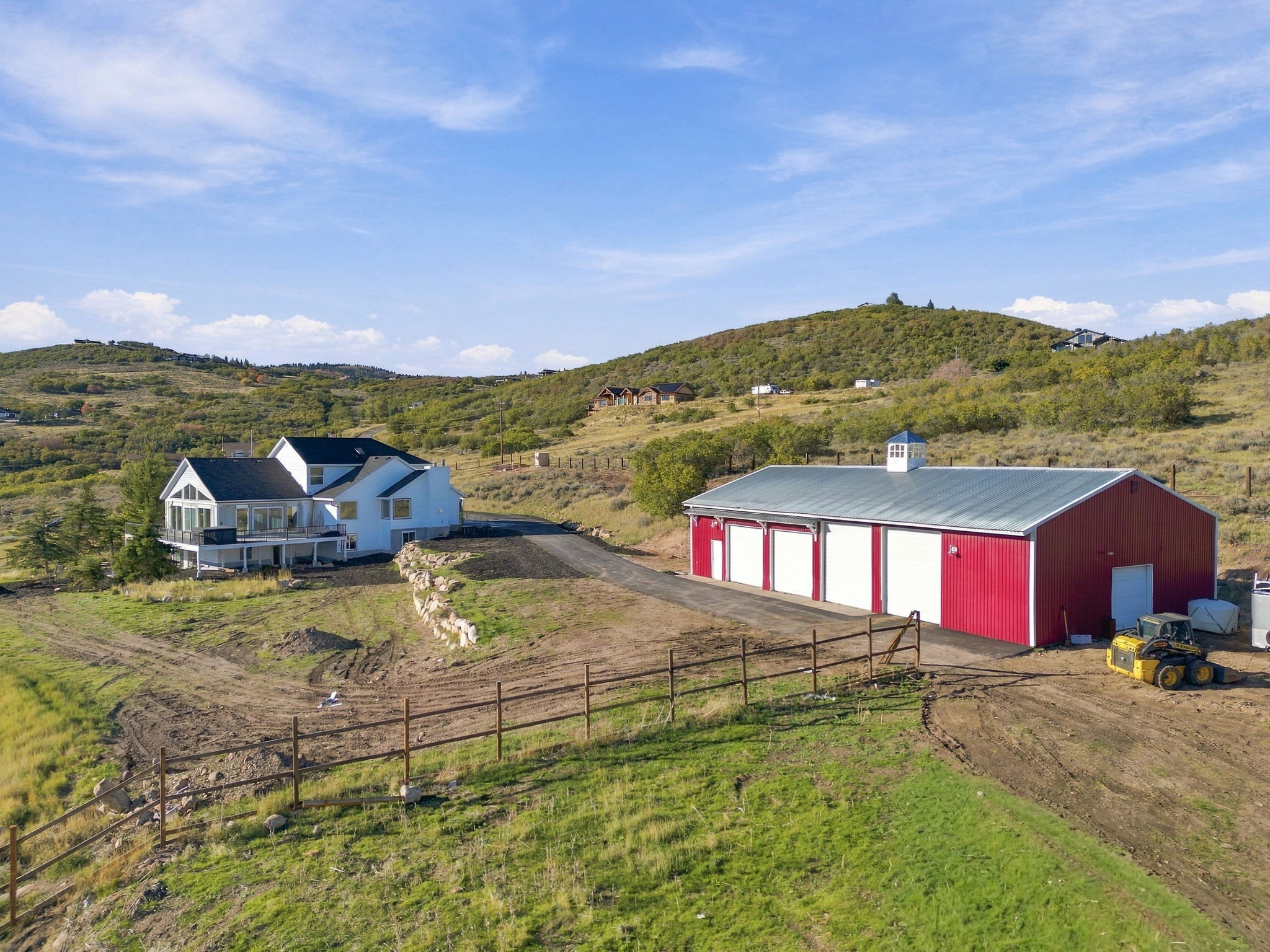 Bird's-eye view showing the home's placement on the acreage